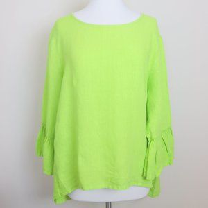 Bryn Walker Green Linen Tunic Size XL